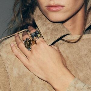 NWT Zara M 2 Pack Resin Stones Rings